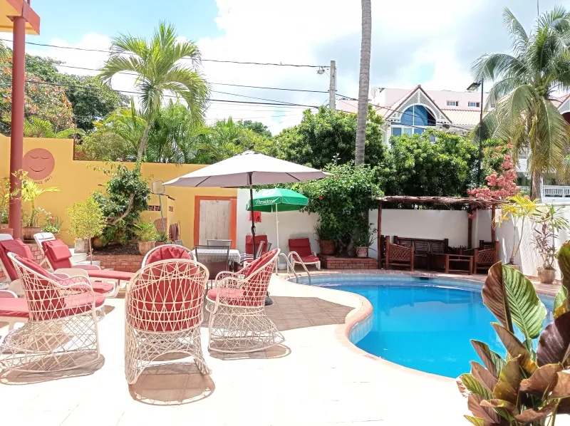 Casa Coco Loco hotel pool courtyard in Boca Chica